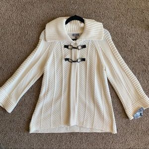 JM Collections Toggle Cardigan Off- White - NEW